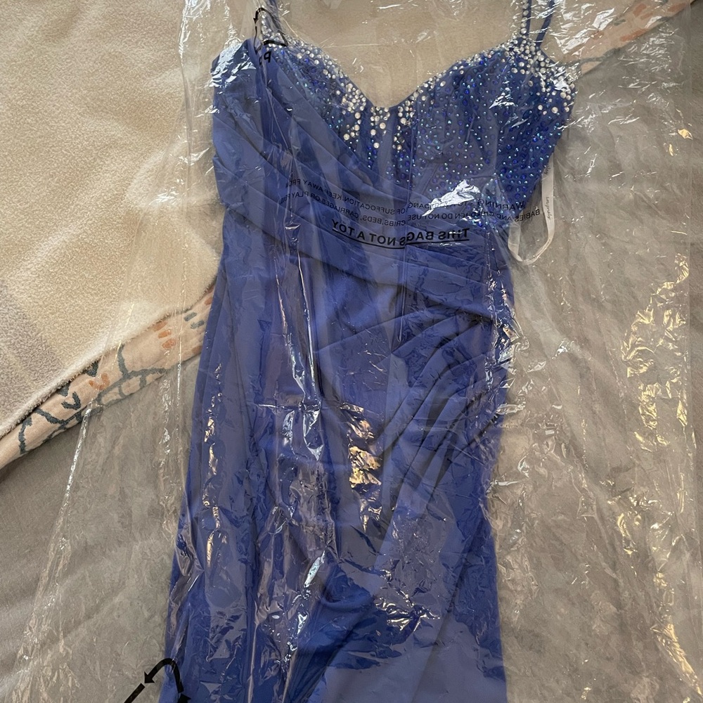 Ava Presley Sapphire Mini Dress with Crystal Accents - Picture 3 of 9